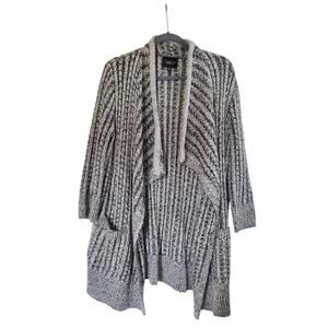 Thakoon Design Nation Gray Chunky Draped Wool Cardigan Sweater, Size Medium